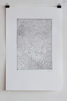 Ondro and his sheeps, etching, 23x34 cm, 2022