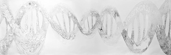 doublehelix, ink on paper, 468x150cm, 2021